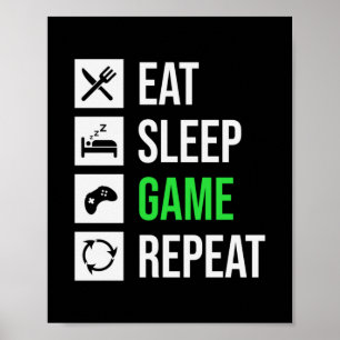 Affiche Gamer Art Manger Sleep Jeu Répétition