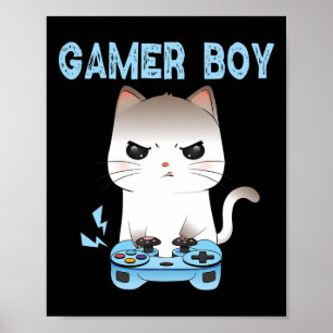 Affiche Gamer Boy Cat Jeu Drôle Vidéo Jeu Garçons Vidéo G