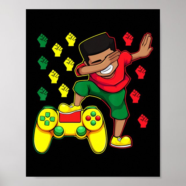 Affiche Gamer Boy Dabbing Juneteenth Manette de jeu vidéo (Devant)
