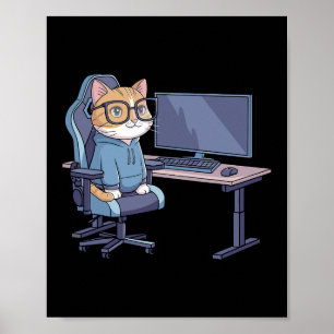 Affiche Gamer Cat Squad Mème Drôle