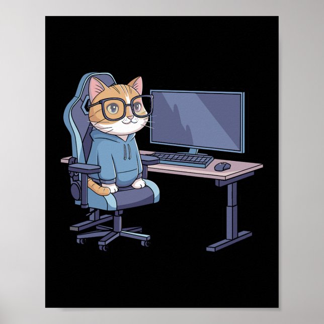 Affiche Gamer Cat Squad Mème Drôle  (Devant)