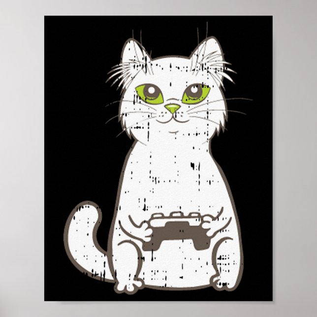 Affiche Gamer Cat Video Game Controller Cute Gaming Geek G (Devant)