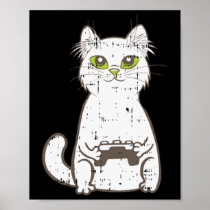 Affiche Gamer Cat Video Game Controller Cute Gaming Geek G