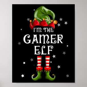 Affiche Gamer Elf Amusant Noël Famille Matching