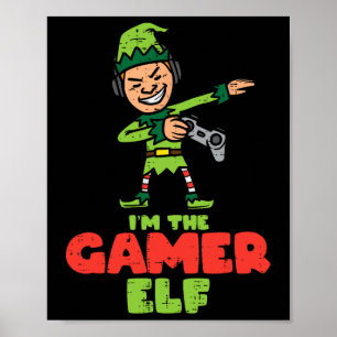 Affiche Gamer Elf Dab Noël Famille Garçons Enfants Hommes