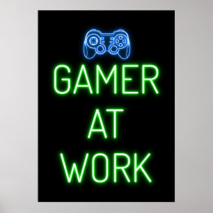 Affiche Gamer Gift   Joueur au travail