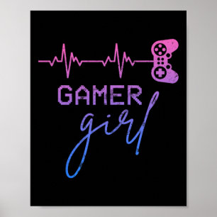 Affiche Gamer Girl Cute Heartbeat Gamer For Girl Video Gam
