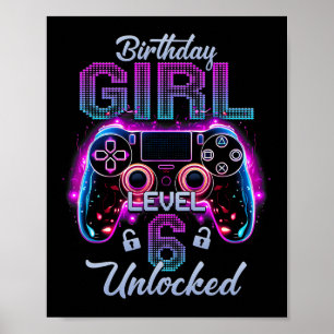 Affiche Gamer Girl Niveau 6 Déverrouillé Vidéo Jeu 6e Nais