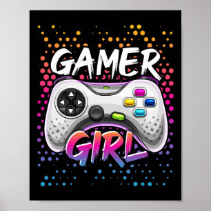 Affiche Gamer Girl Video Game Controller Jeu Anniversaire