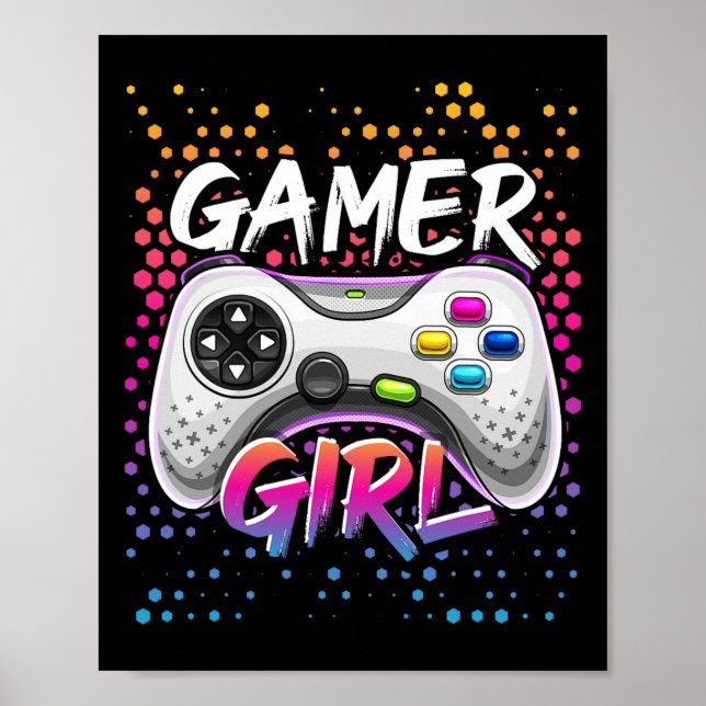 Affiche Gamer Girl Video Game Controller Jeu Anniversaire  (Devant)