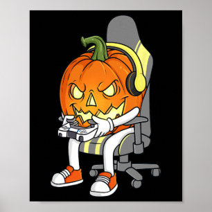 Affiche Gamer Halloween Jackolantern Scandale Jeux Garçons