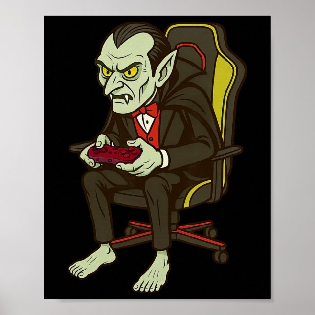 Affiche Gamer Halloween Vampire jeu vidéo d'horreur jeu Bo (Devant)