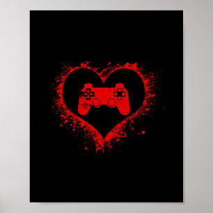 Affiche Gamer Heart Saint-Valentin Jeux Vidéo Garçons Enfa