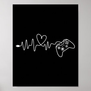 Affiche Gamer Heartbeat - Console Gaming Lover Pc Vid