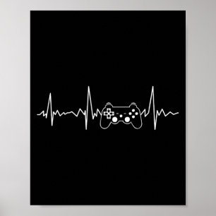 Affiche Gamer Heartbeat Funny Vidéo Jeu Cadeaux Garçons Ho