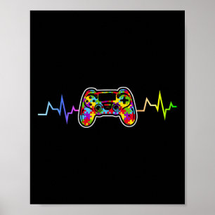 Affiche Gamer Heartbeat Jeux Vidéos Garçons Ados Garçons E