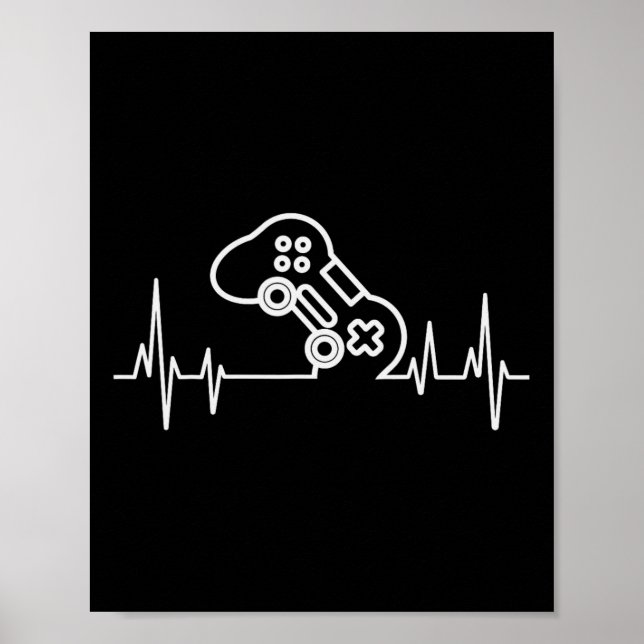 Affiche Gamer Heartbeat Jeux Vidéos Garçons Ados Garçons E (Devant)