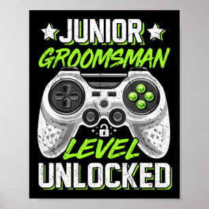 Affiche Gamer Junior Garçon d'Honneur Niveau Débloqué Jeu