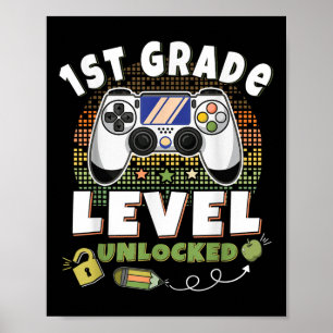 Affiche Gamer Kids Premier Niveau Déverrouillé Retour À Sc