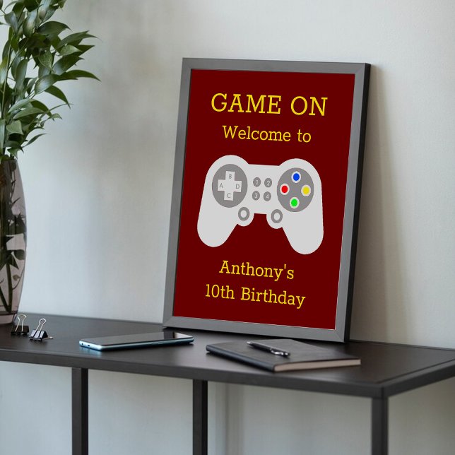 Affiche Gamer moderne N'importe quel âge fête d'anniversai (Créateur téléchargé)