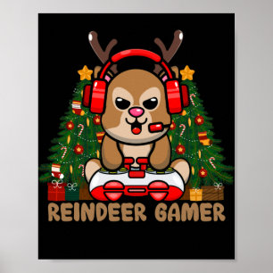 Affiche Gamer Reindeer jeu vidéo de Noël