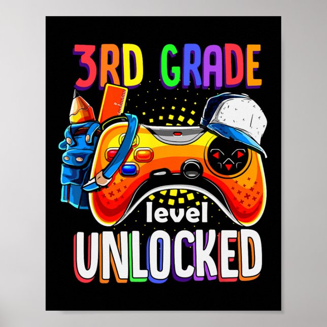 Affiche Gamer Retour À L'École Gamepad 3e Niveau Troisième (Devant)