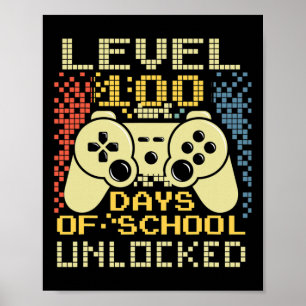Affiche Gamer Retro 100e Jour Enseignant 100 Jours De L'Éc
