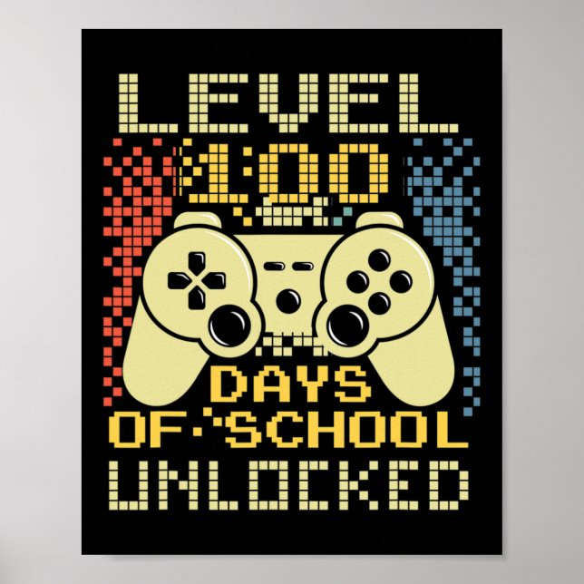 Affiche Gamer Retro 100e Jour Enseignant 100 Jours De L'Éc (Devant)