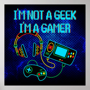 Affiche Gamer Retro Neon Blue