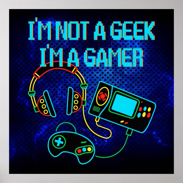 Affiche Gamer Retro Neon Blue (Devant)