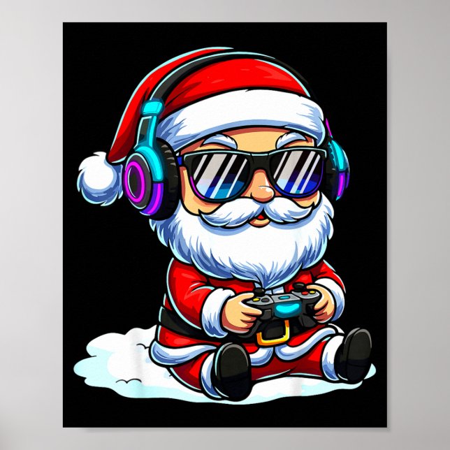 Affiche Gamer Santa Video Game Christmas Gaming  (Devant)