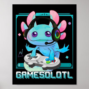Affiche Gamer Vidéo Axolotl Kawaii Pastel Goth mignon Anim