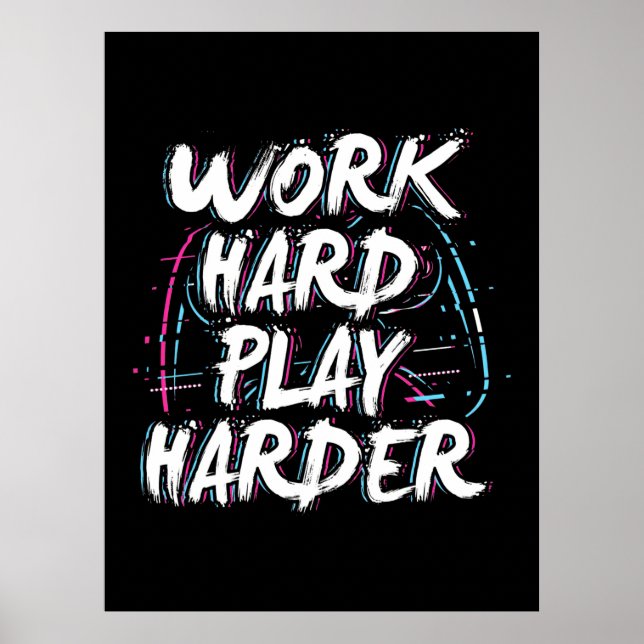 Affiche Gamer Word hard Play Harder (Devant)