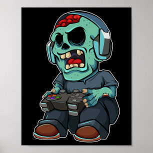 Affiche Gamer Zombie Lazy Halloween Costume amusant Jeu V