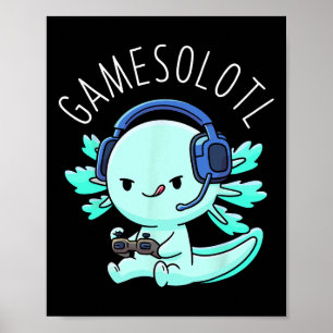 Affiche Gamesolotl Axolotl Gamer Anime Cadeaux Kawaii Boys