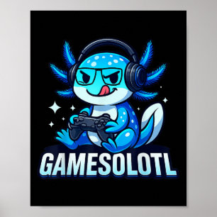 Affiche Gamesolotl Axolotl Poisson Joueur Jeux Anime Vidéo