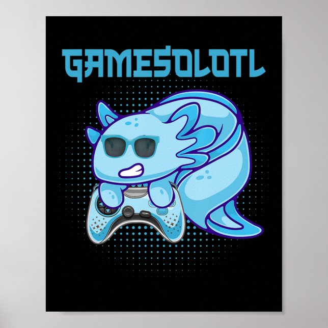 Affiche Gamesolotl Axolotl Video Gamer Kawaii Anime Kids B (Devant)