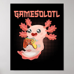 Affiche Gamesolotl Axolotl Vidéo Gamer Kawaii Pastel Goth