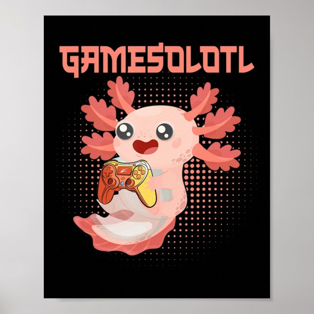 Affiche Gamesolotl Axolotl Vidéo Gamer Kawaii Pastel Goth (Devant)