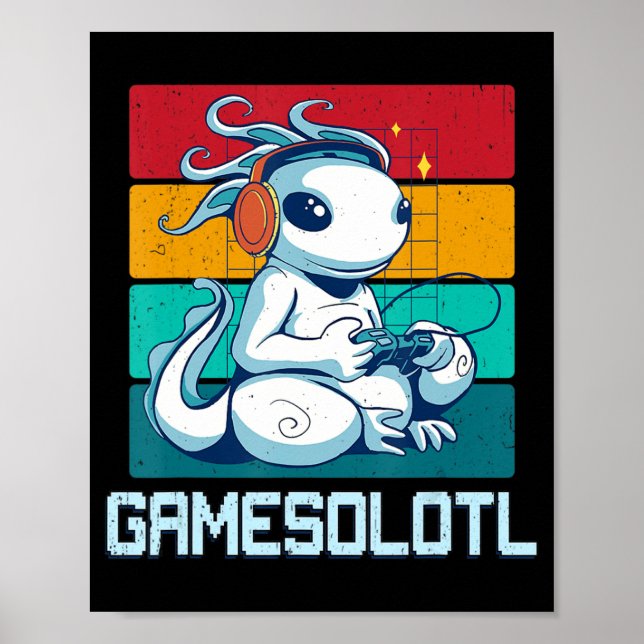 Affiche Gamesolotl Cute Axolotl Video Gamer Kawaii Anime B (Devant)