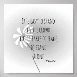Affiche Gandhi citation gris et blanc
