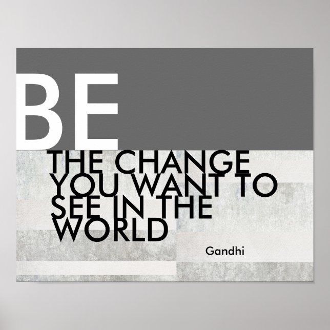 Affiche Gandhi cite l'affiche de motivation gris et blanc (Devant)