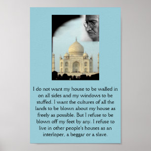 Affiche Gandhi : Je veux les cultures de toutes les terres