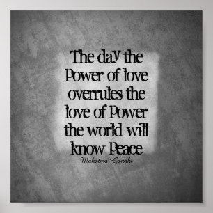 Affiche Gandhi paix citation typographie sur gris