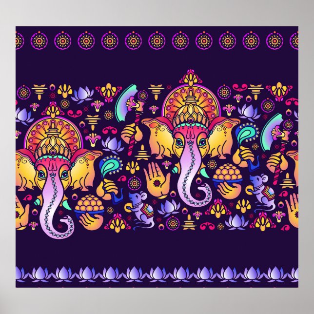 Affiche Ganesh Hindu God : Festive sans fil (Devant)