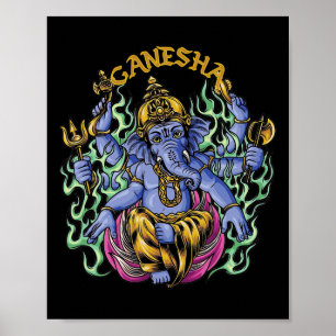 Affiche Ganesha Dieu hindou éléphant spirituel Yoga Médita