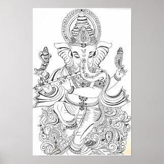 Affiche Ganesha en ligne traditionnel