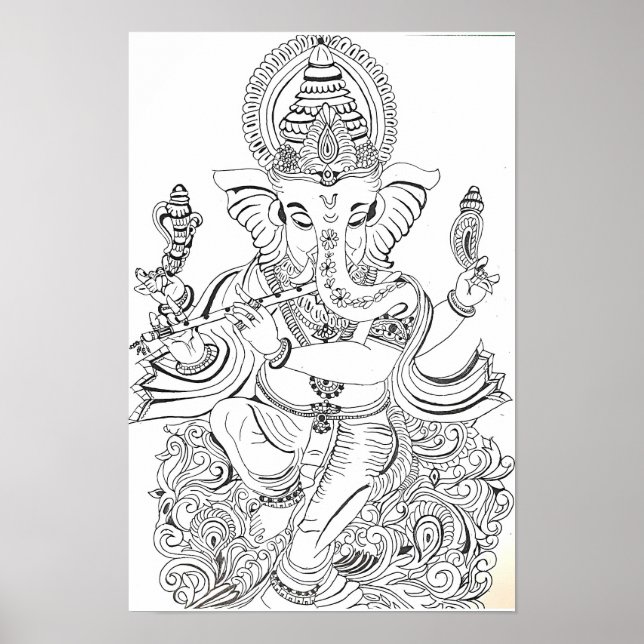 Affiche Ganesha en ligne traditionnel (Devant)