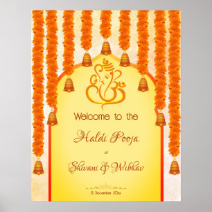 Affiche Ganesha marigold garlands Haldi Ganesh pooja