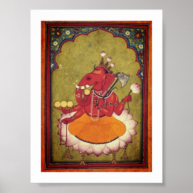 Affiche Ganesha sur le point de jeter son lotus (Devant)